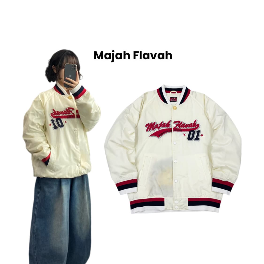 마자플라바 90s 아치로고 올드스쿨 바시티 점퍼 자켓 상품이미지1