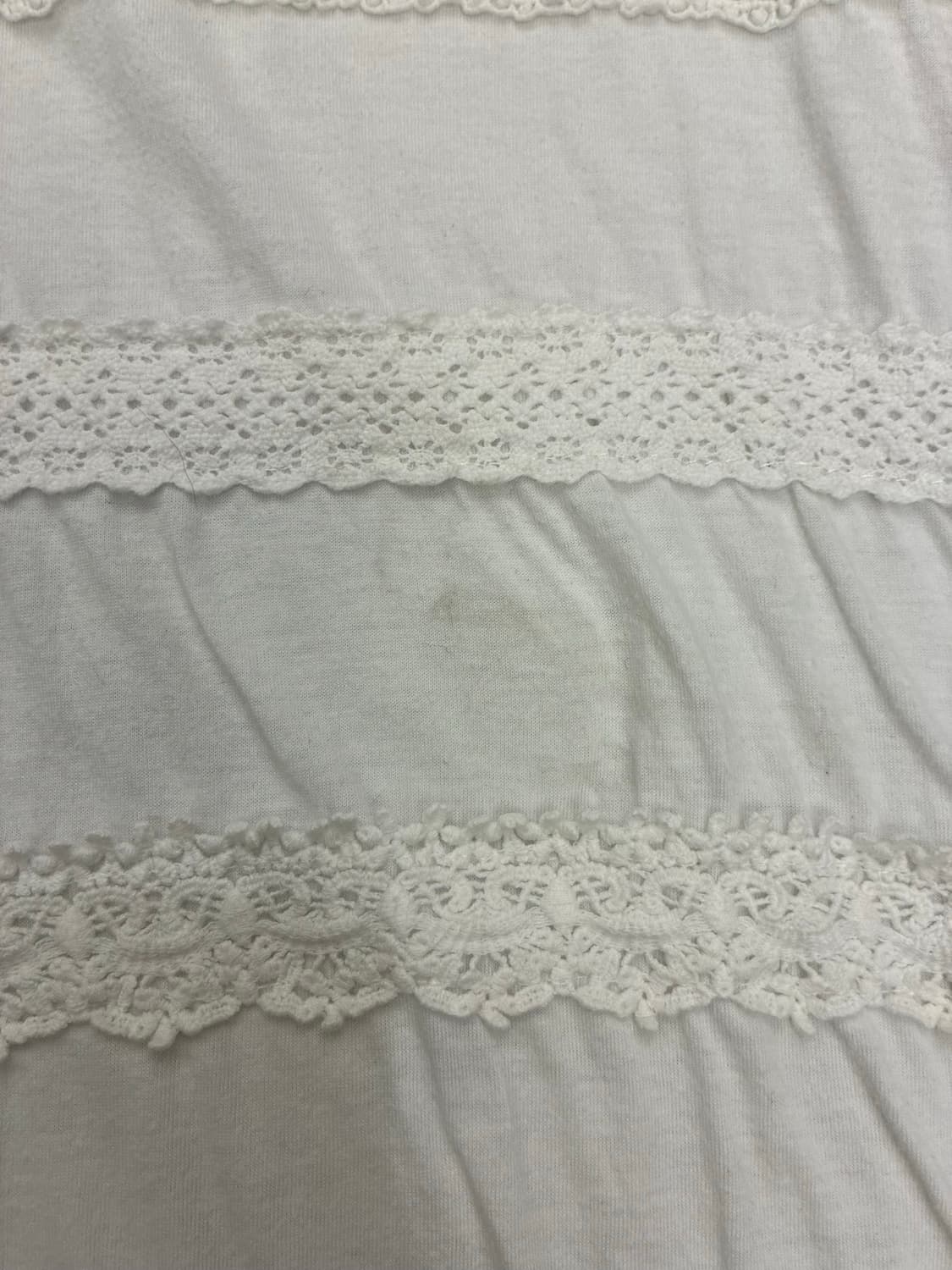 M)Japanese vintage 여성 꽃 레이스 디테일 반팔 티셔츠 상품이미지5