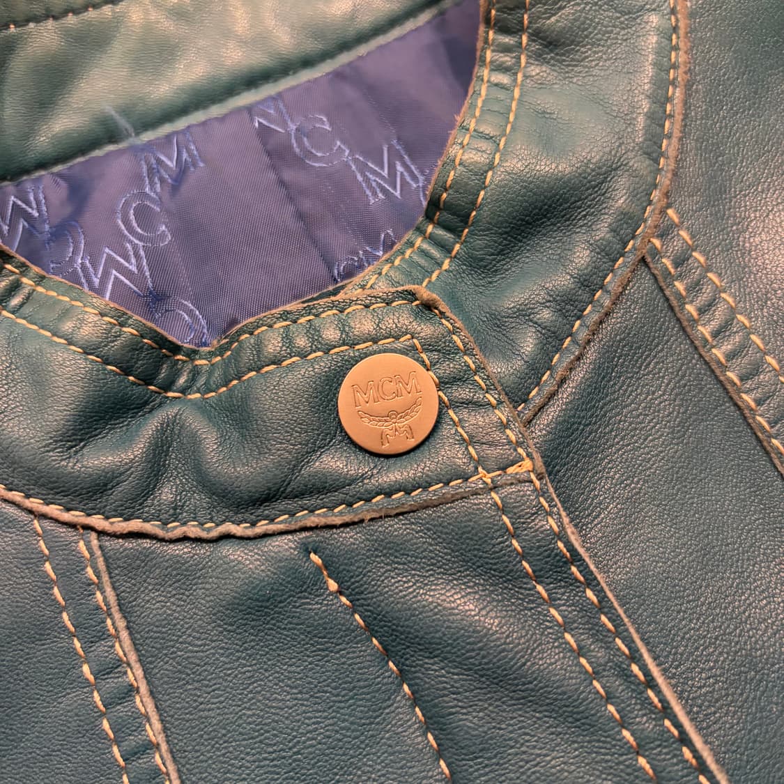 [6] MCM 엠씨엠 빈티지 레더 가죽 블루종 자켓 C961 상품이미지4