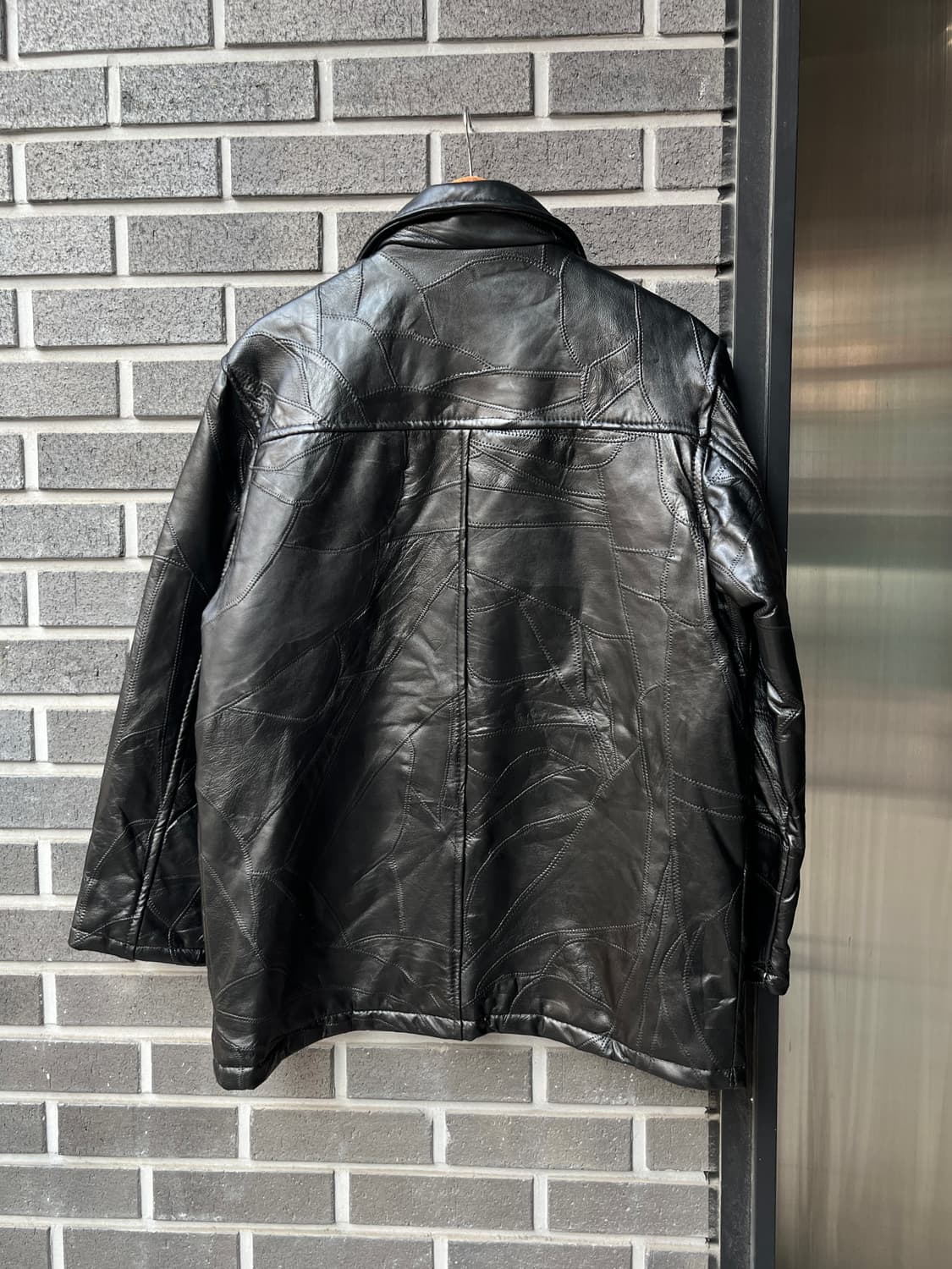 Franco Collezioni 양가죽 패치워크 자켓 블랙 상품이미지9