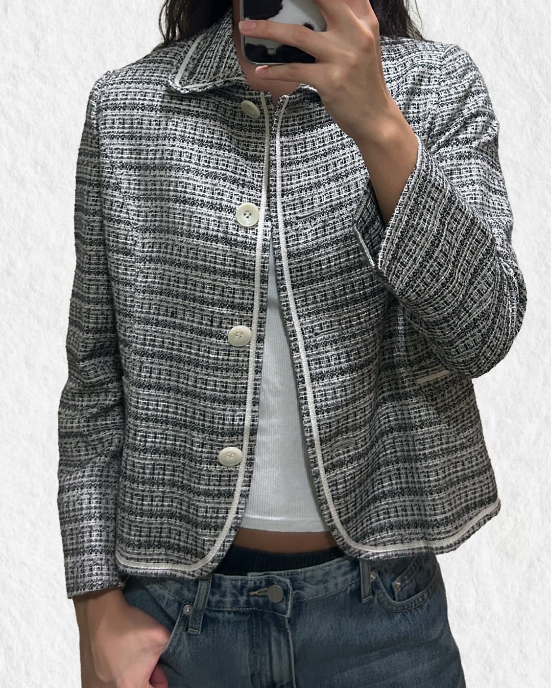 빈티지 그레이 트위드 자켓 상품이미지4