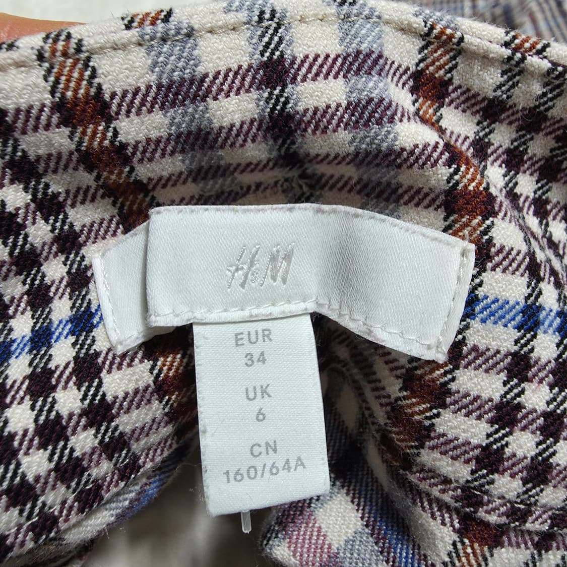 (34)여성 H&M 하이웨스트 체크 슬랙스 팬츠 상품이미지4