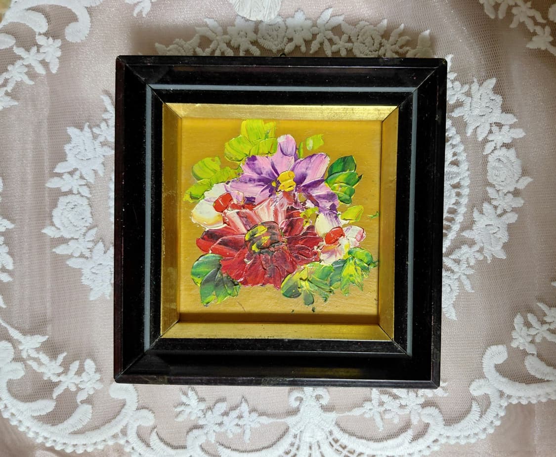 Vintage 꽃그림 미니유화액자 상품이미지1