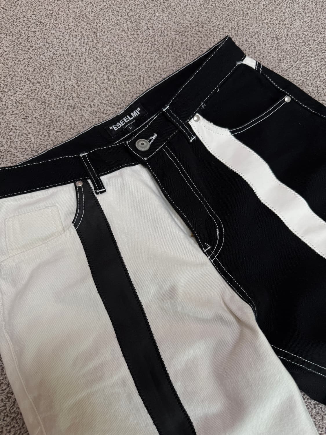 에씰미 레더 라인 데님 팬츠 상품이미지3