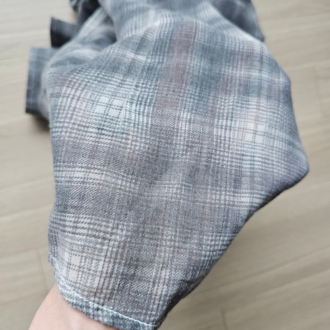 완료M 95 MALE&CO 웨스턴 여름 긴팔 체크 셔츠 시스루 남자 여자 상품이미지7