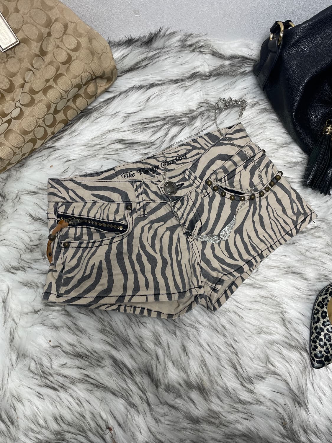 갸루 zebra 베이지 쇼츠 반바지 상품이미지1