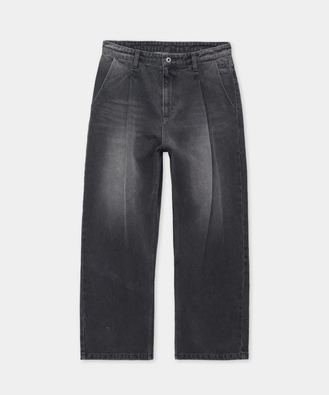 [쿠어] 워시드 원턱 라운드 데님 팬츠 L 상품이미지1