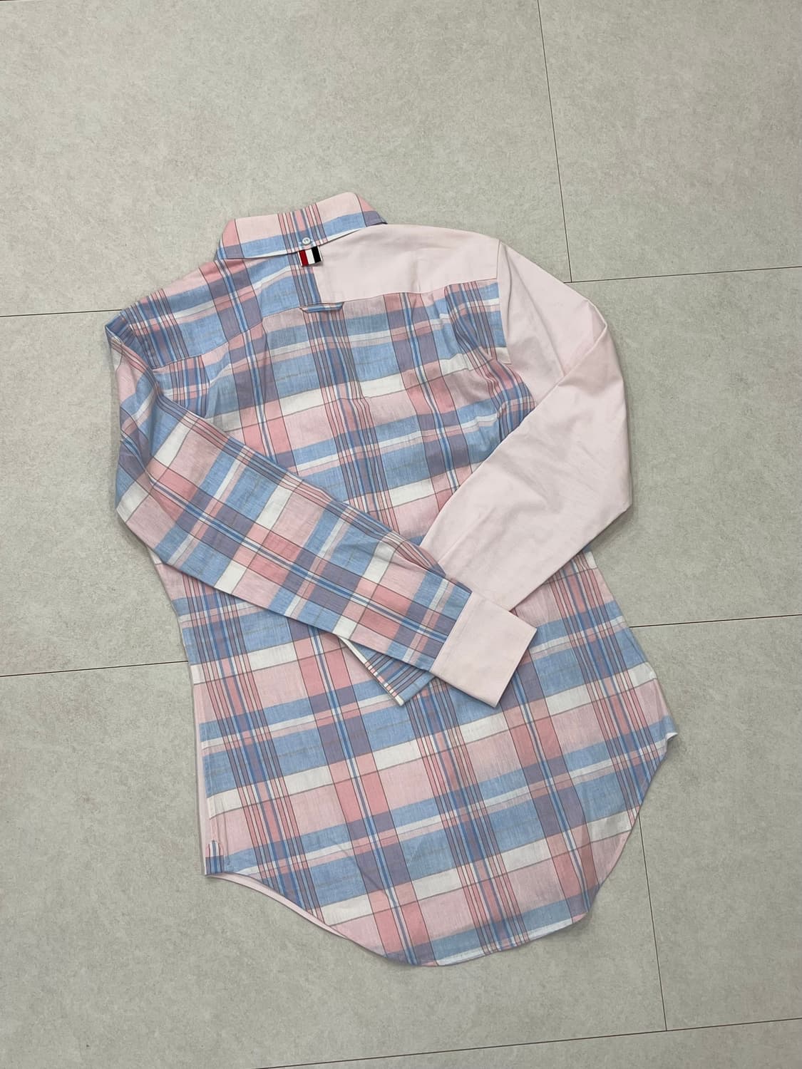 톰브라운 마드라스 린넨 & 옥스퍼드 혼방 핑크 펀믹스 셔츠 상품이미지7