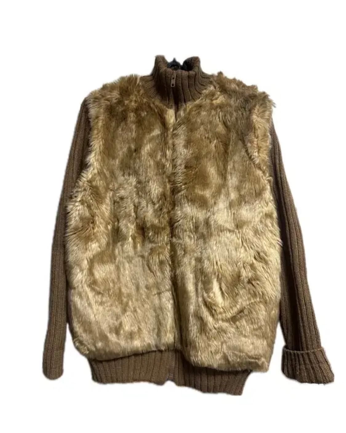 빈티지 브라운 퍼 골지 집업 상품이미지1