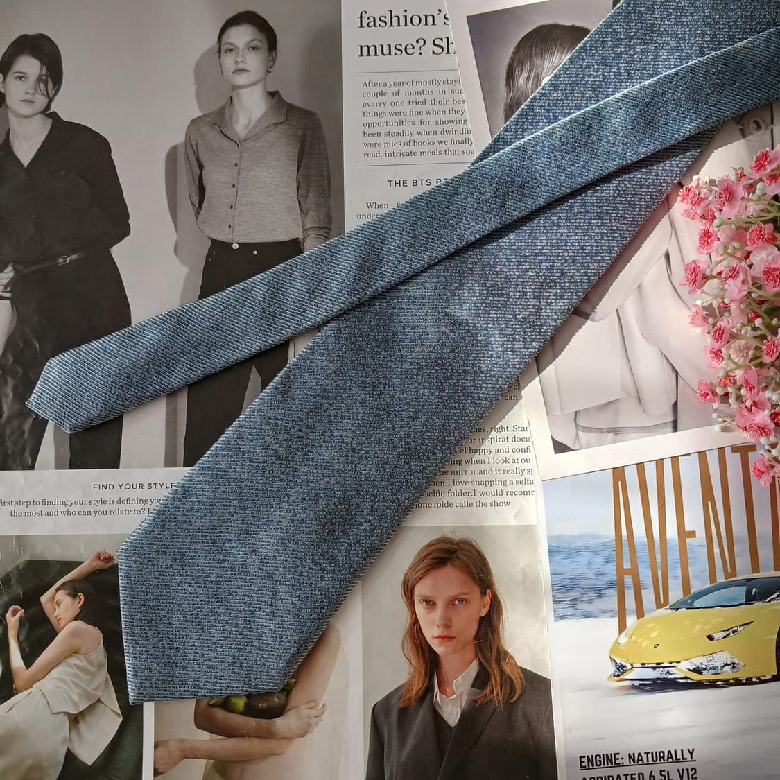 니나리치 실크 실버 텍스처 패턴 넥타이 9.9cm A등급 A19682
 상품이미지4