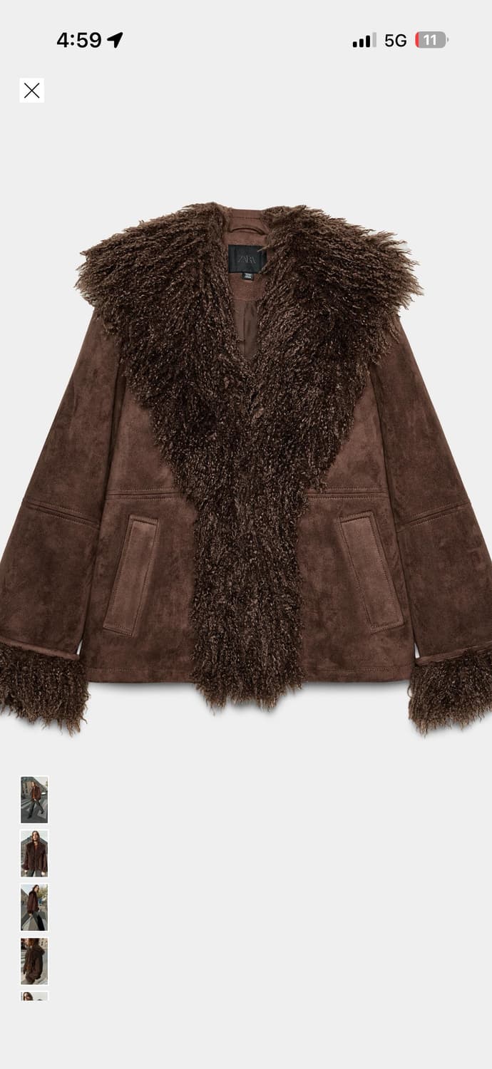 자라 퍼 트리밍 무스탕 L 페이크 퍼 더블 페이스드 점퍼 상품이미지2