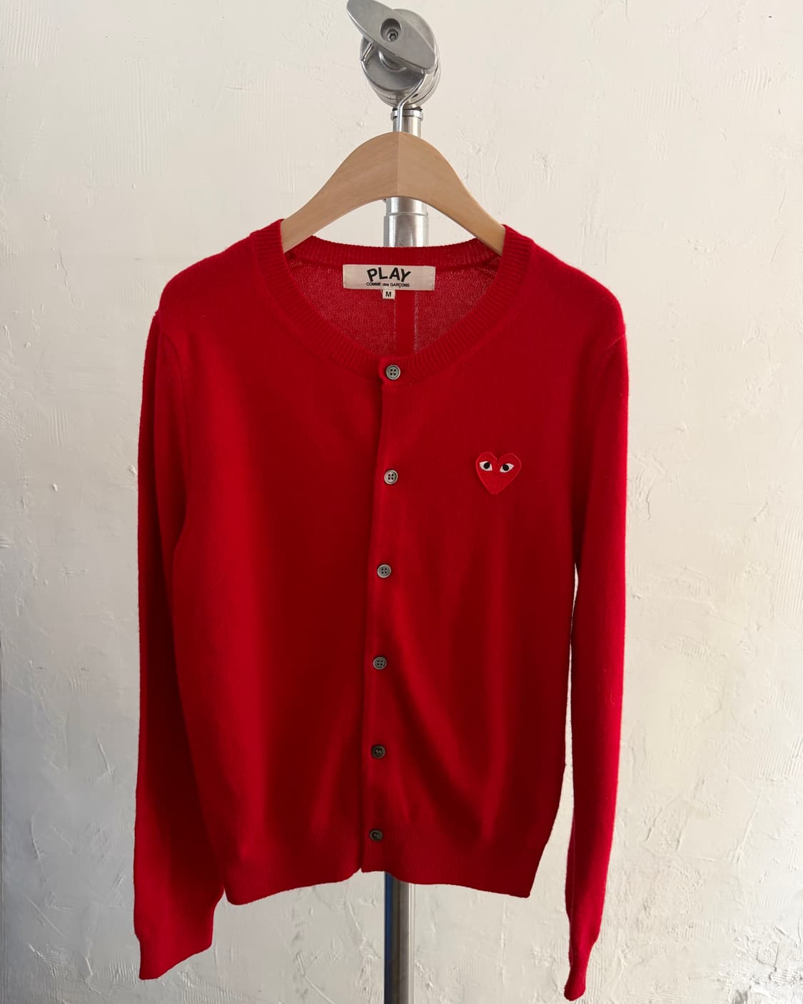 COMMEdesGARCONS 꼼데가르송 레드와펜 레드컬러 울 유넥 가디건 상품이미지1