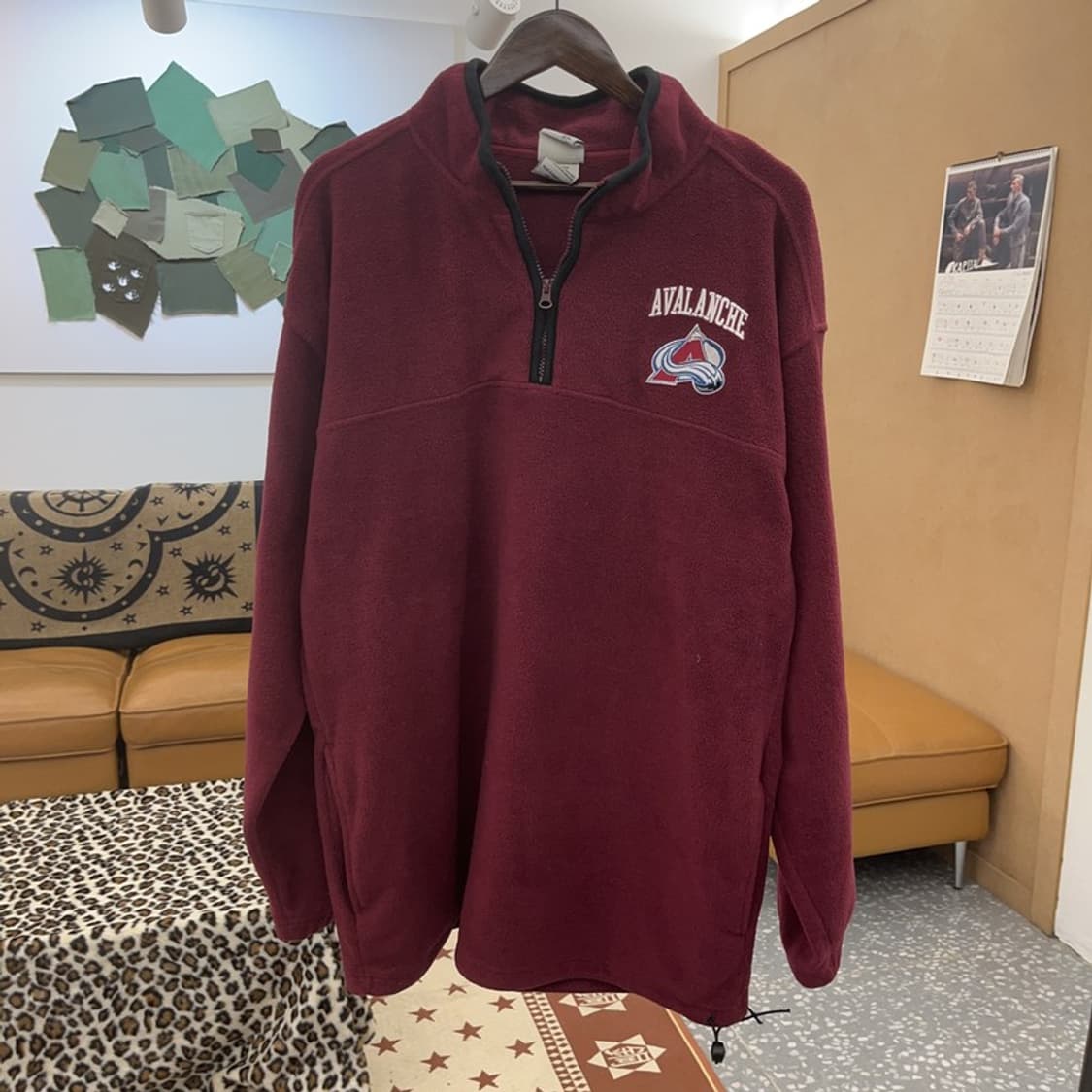 NHL 빈티지 빅사이즈 오버핏 버건디와인 반집업 후리스 XL C08761 상품이미지3