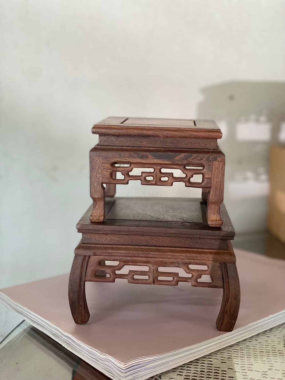 빈티지 일본 나무 미니스툴 좌대 받침대 소품 상품이미지1
