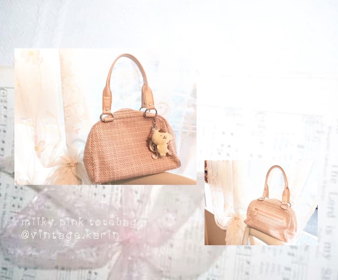 𝄞 음표키링 갸루 베이비핑크 트위드 토트백 상품이미지1