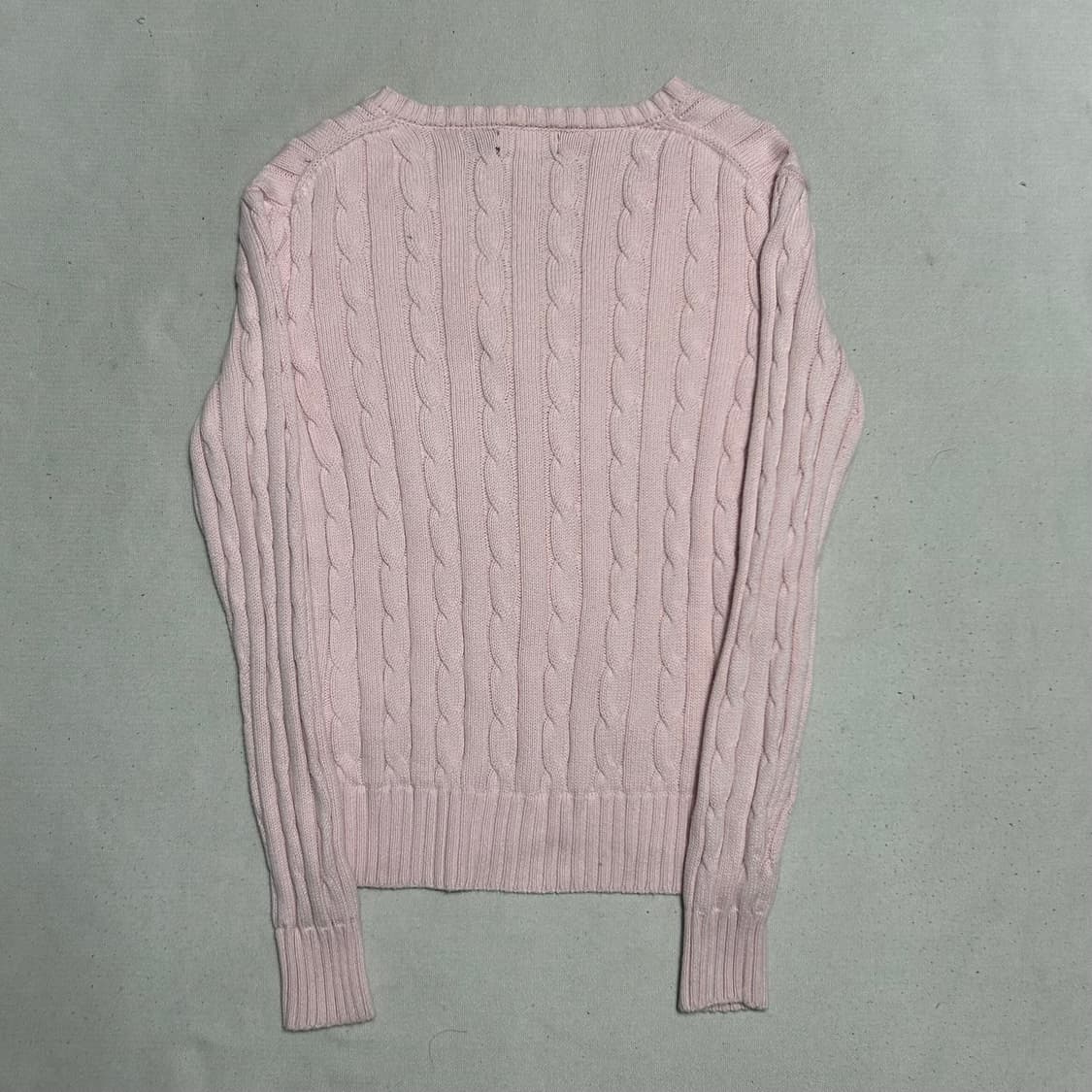 S 폴로랄프로렌 여성용 연핑크 케이블 브이넥 니트 상품이미지3