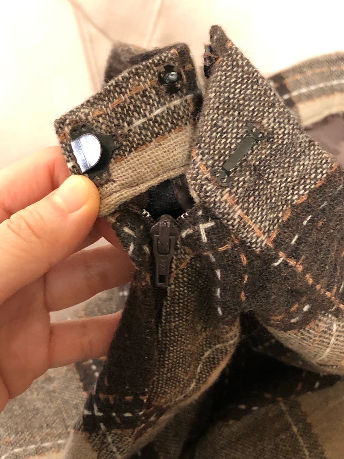 일본 빈티지 브라운 체크 치마 상품이미지5