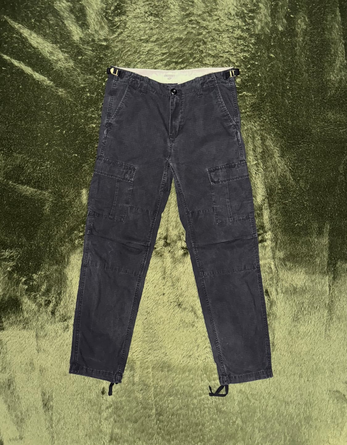 [30X32] 칼하트 WIP 립스탑 빈티지 워싱 카고 팬츠 블랙 상품이미지1