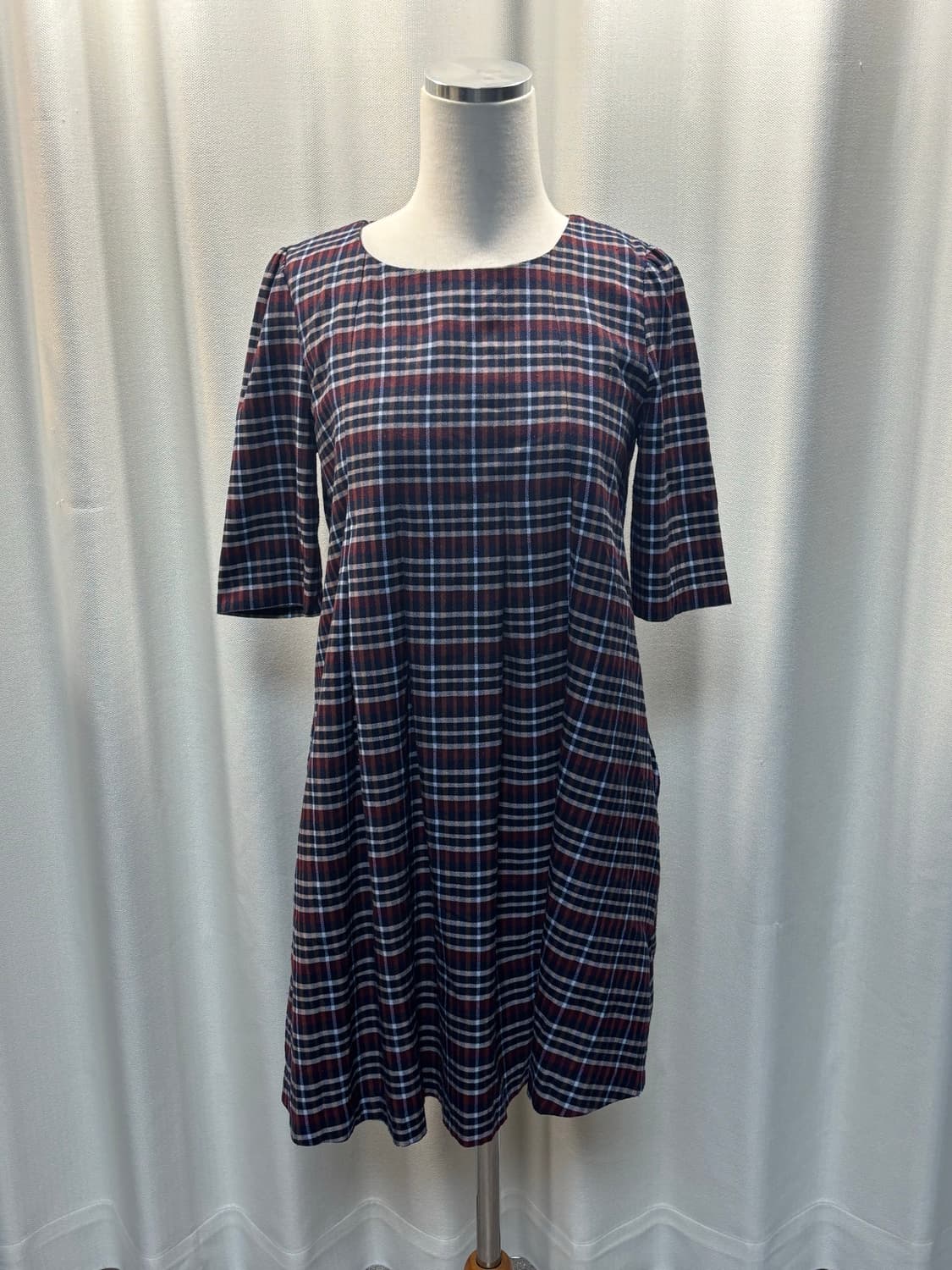 체크 반팔 원피스 상품이미지1