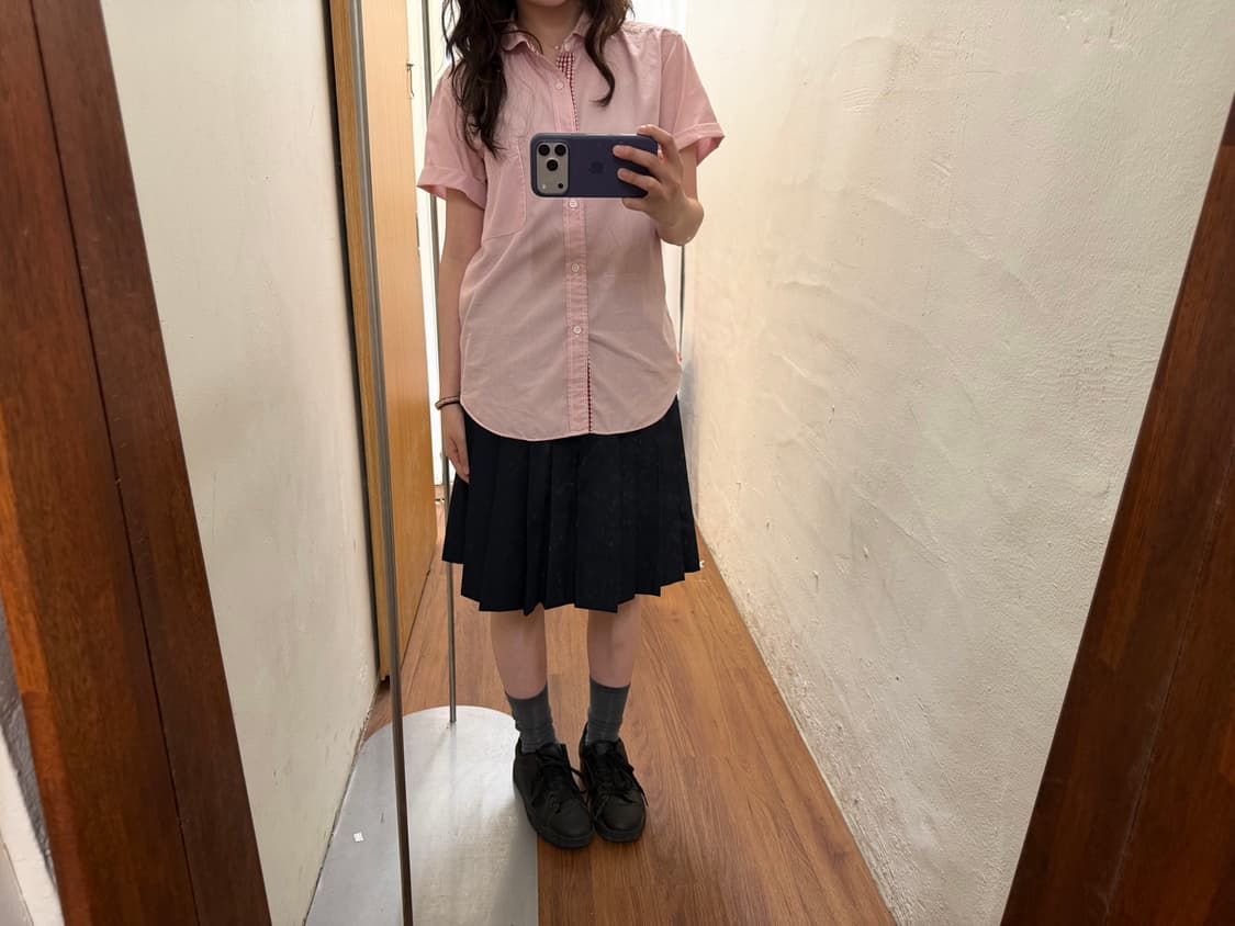 꼼데가르송 체크 반팔 셔츠 레드 상품이미지2