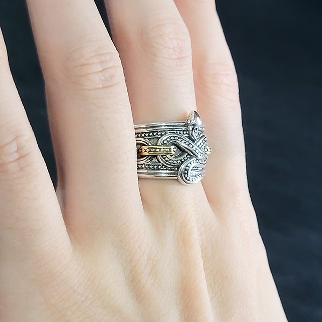 Thalnox 백동 빅사이즈 남자 엔틱 빈티지 비늘 뱀 반지 상품이미지6