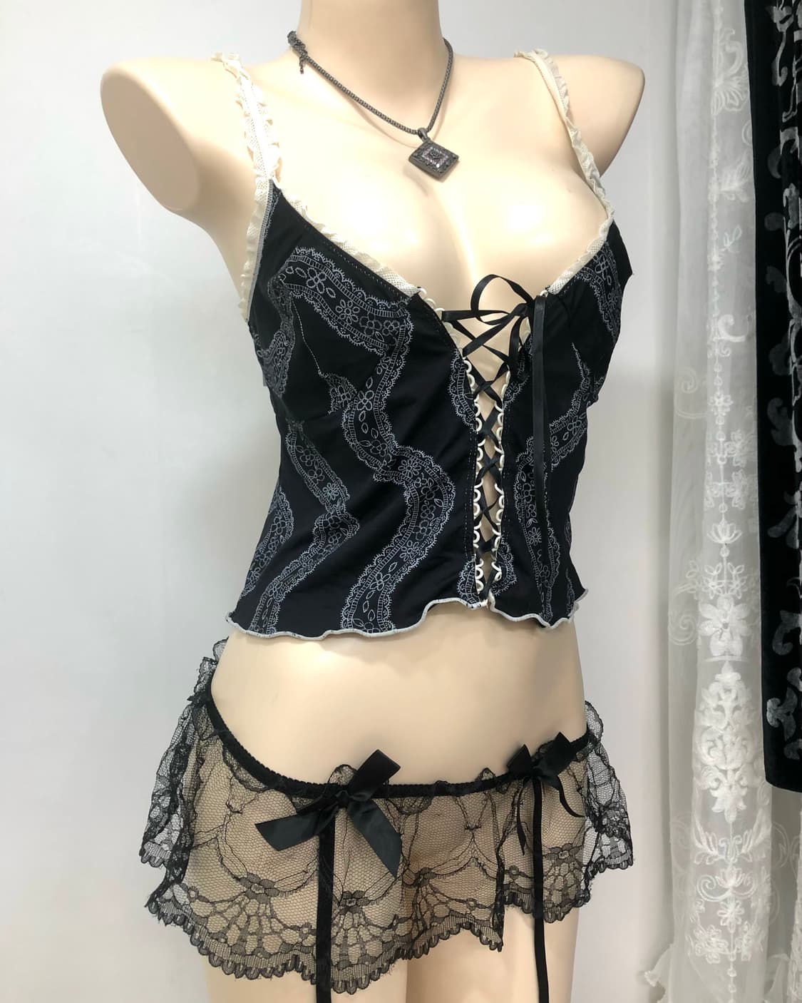 lace pattern corset detail sleeveless 상품이미지2