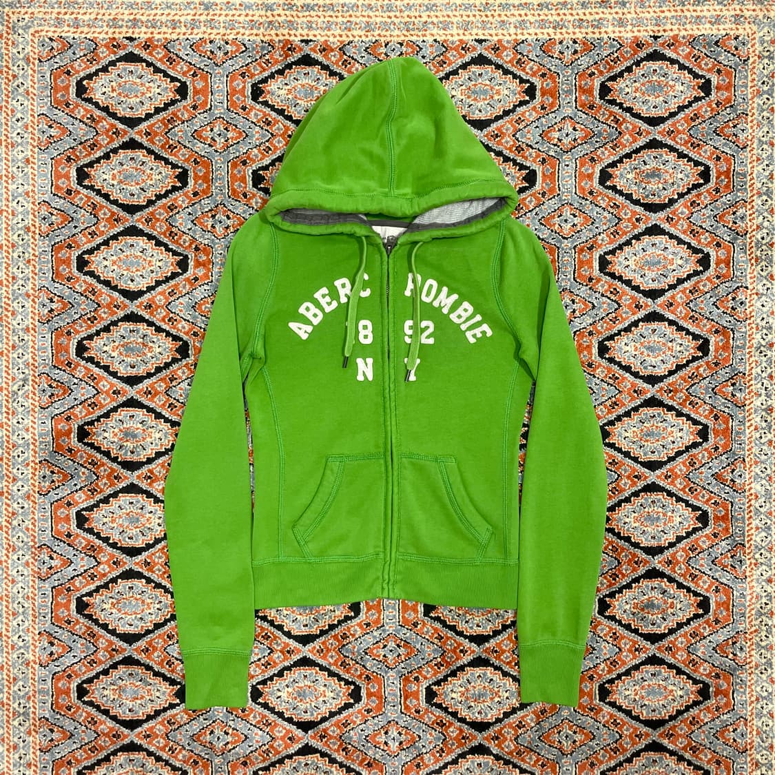 아베크롬비 스펠로고 연두 기모 후드집업 여성XS 상품이미지1