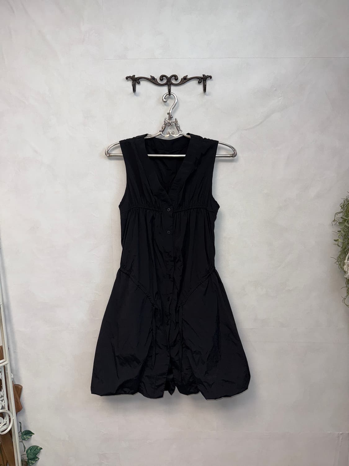 Black shirring detail balloon ops 상품이미지4