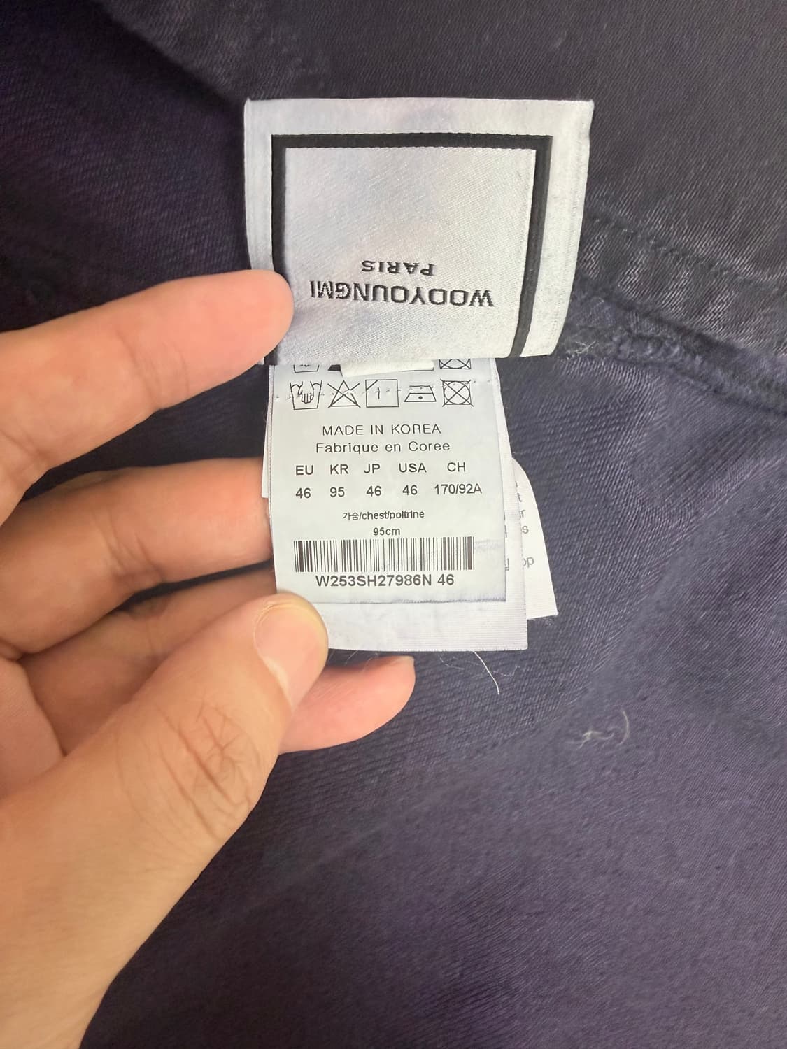 (25FW새상품)우영미 네이비 틴 워싱 데님 백로고 셔츠(46) 상품이미지4