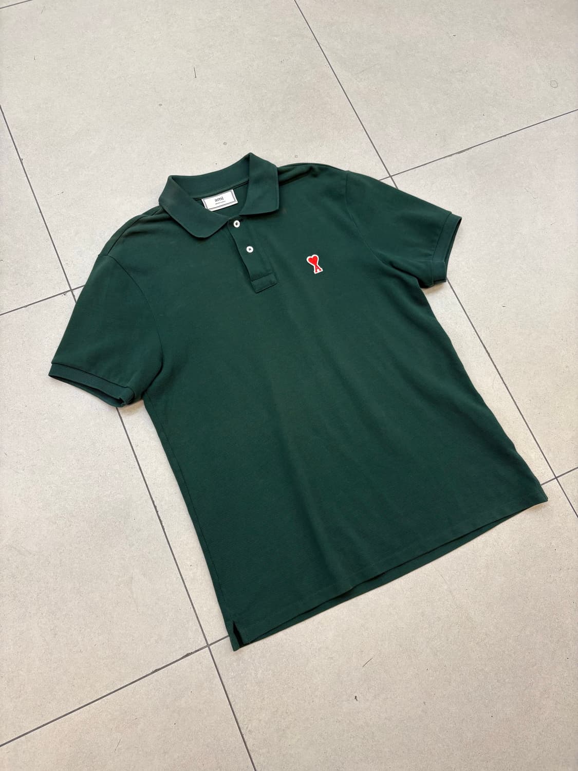 AMI 스몰 하트자수 카라 반팔티 그린 상품이미지3