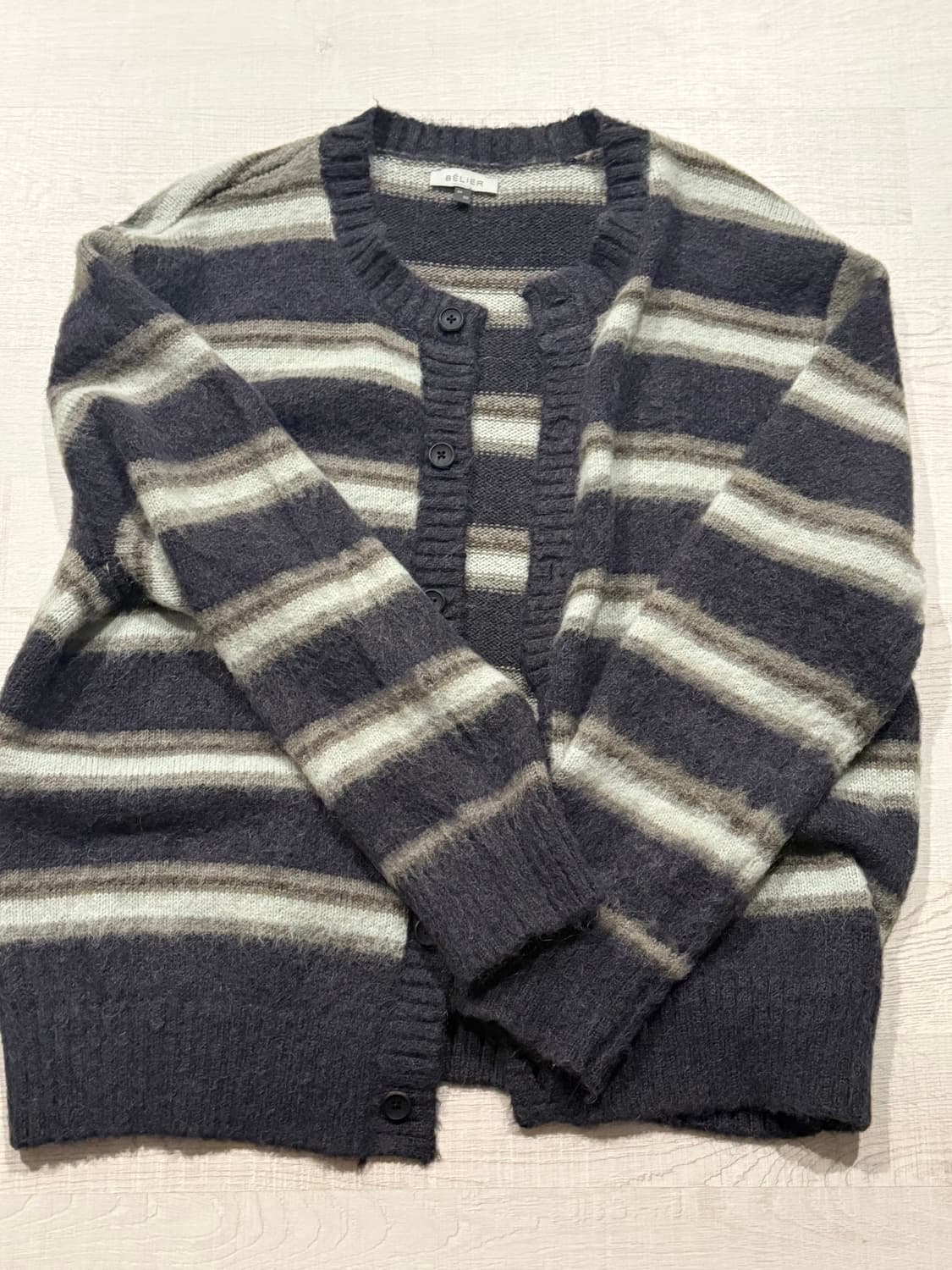 [4] 벨리에 브러쉬드 가디건 멀티 네이비 상품이미지1