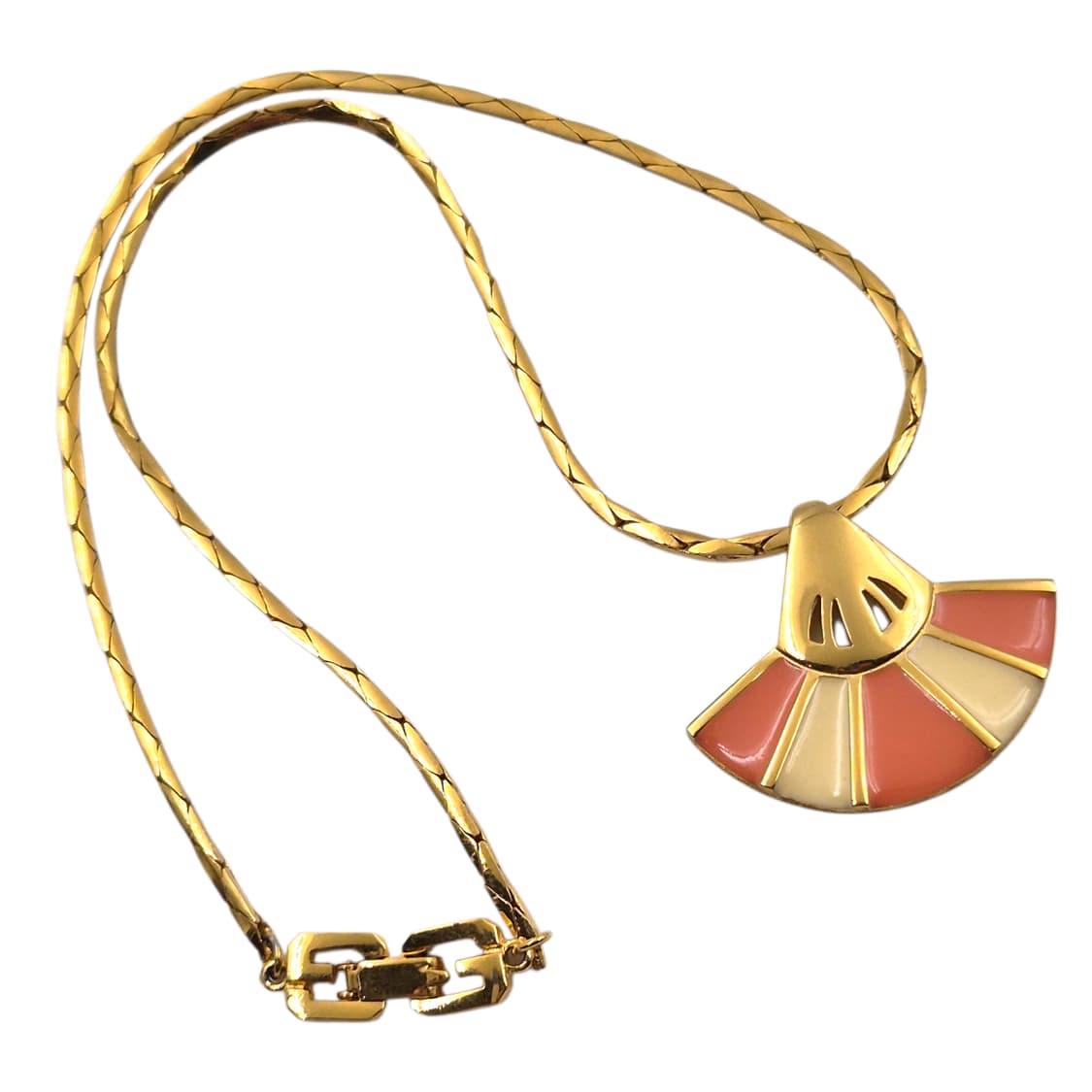 80s 프랑스 지방시 비쥬 에나멜 부채 뱀부 체인 초커 상품이미지2