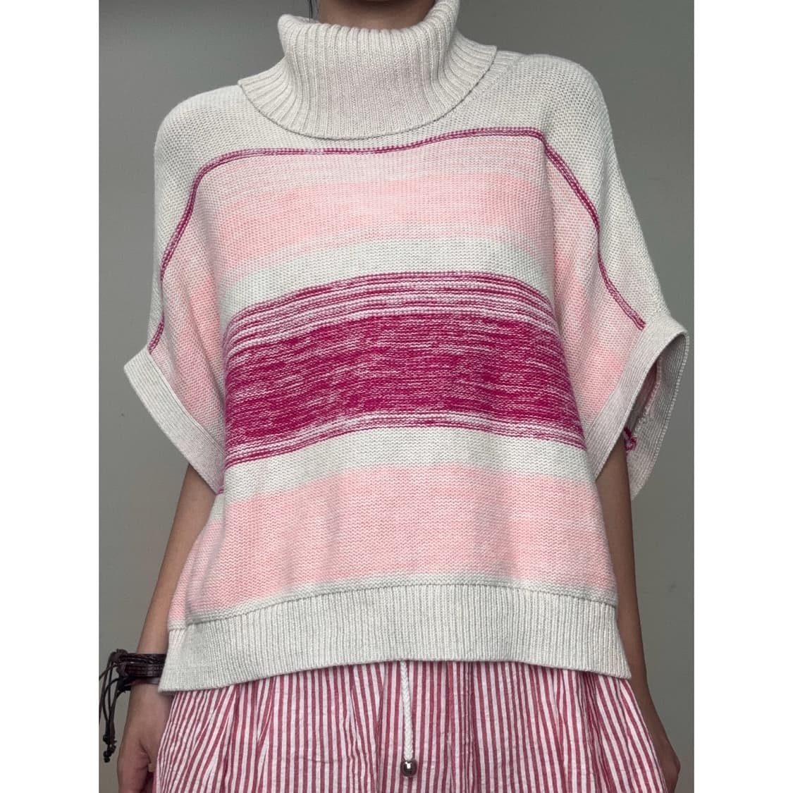 빈티지 히피 핑크 판쵸 케이프 상품이미지1