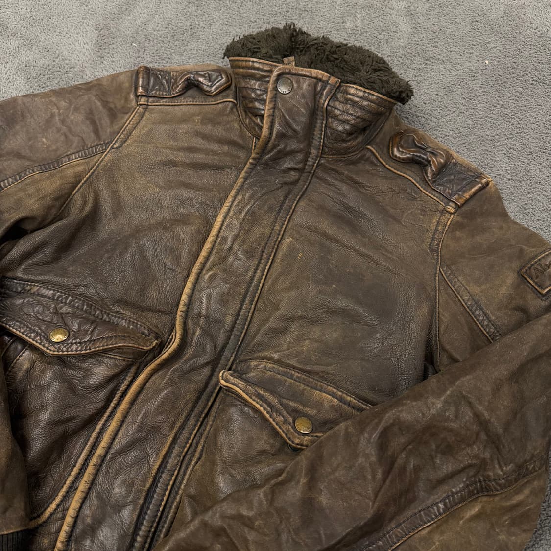 [ 정품/M ] 아베크롬비 레더 가죽 롤린스 자켓 상품이미지1