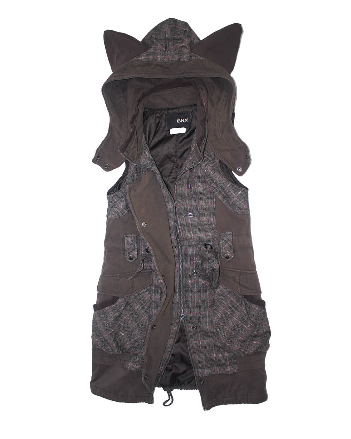 Cat-Ear check 2way grunge zipup onepiece 상품이미지4