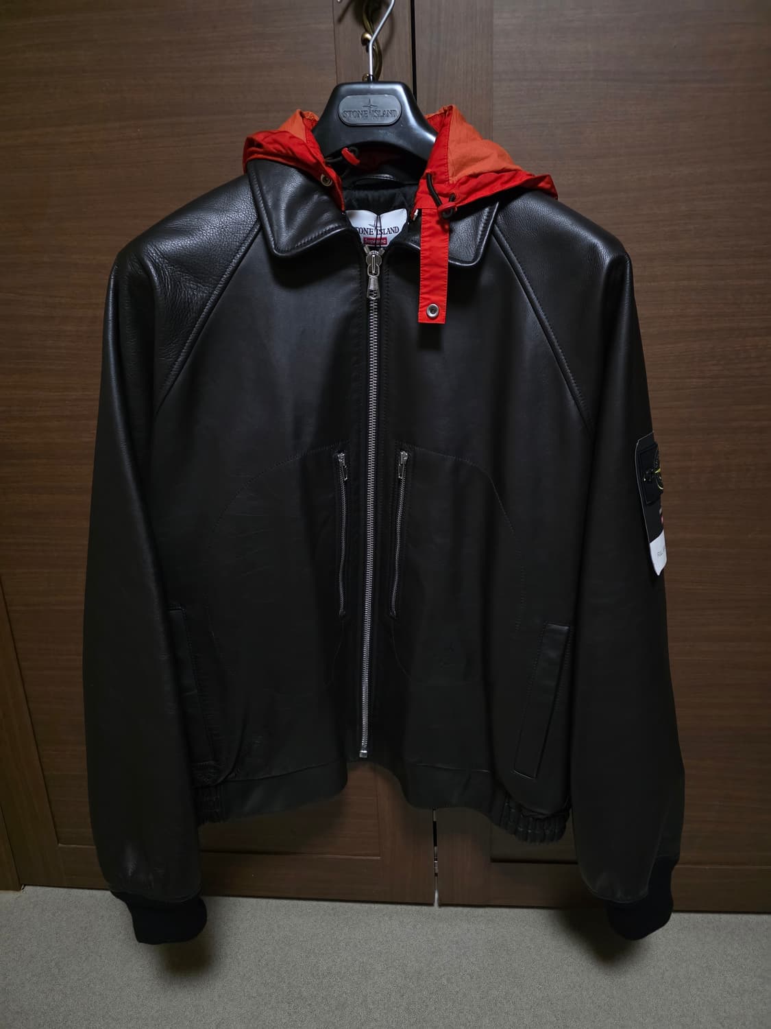 스톤아일랜드 슈프림 레더자켓 블랙 L 새상품 상품이미지1