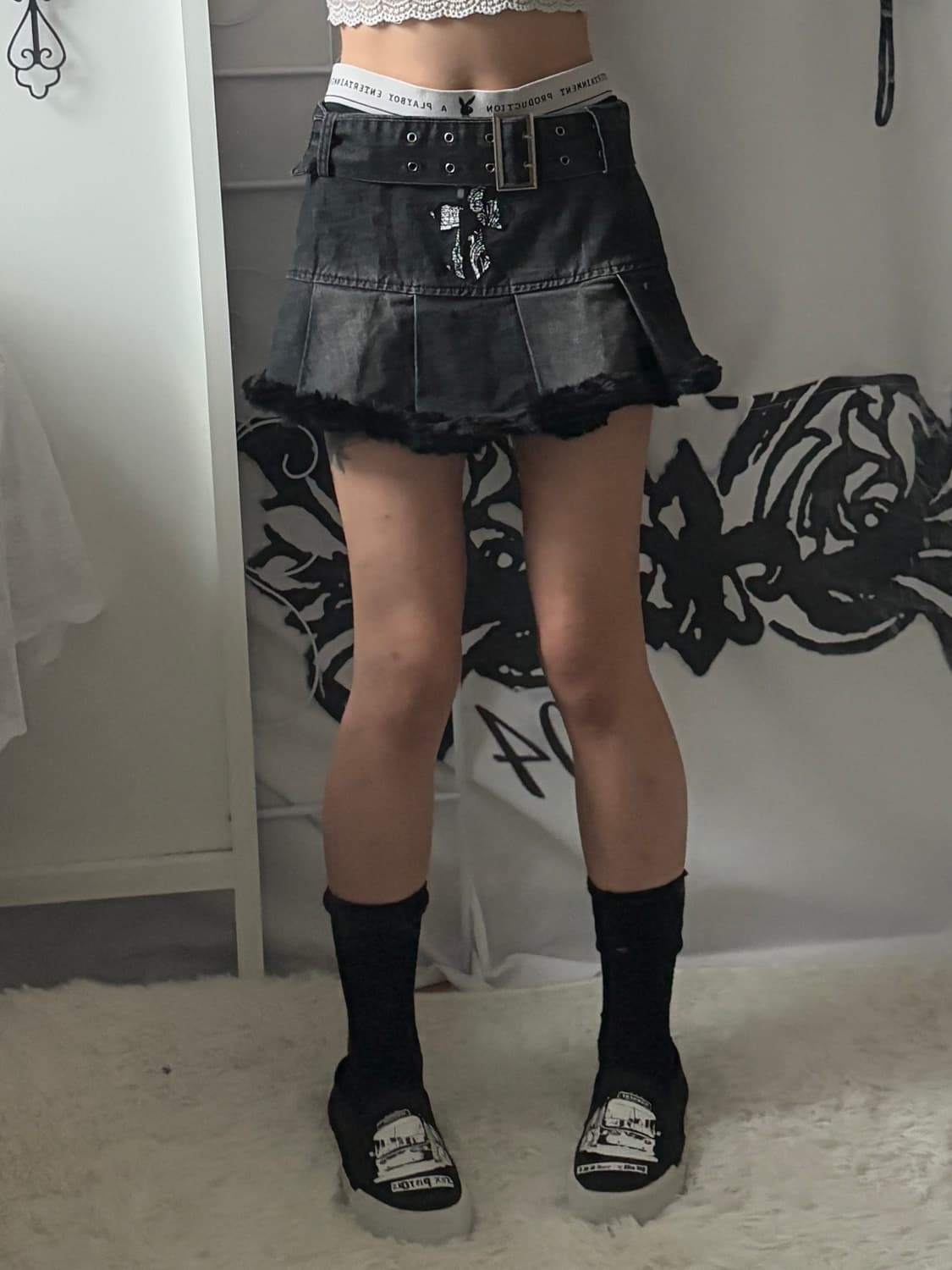• hurtremake black fur eyelet belt mini  상품이미지8