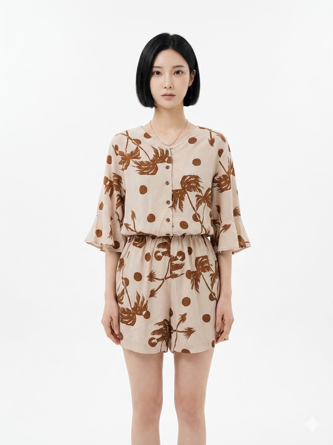 [새상품] 야자수 벨슬리브 점프수트 상품이미지1