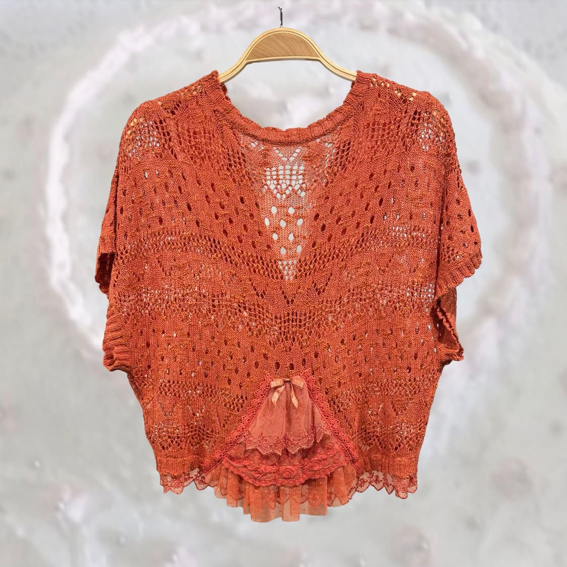 Axes femme 엑시즈팜 레이스 프릴 오렌지 숏 가디건 갸루 상품이미지2