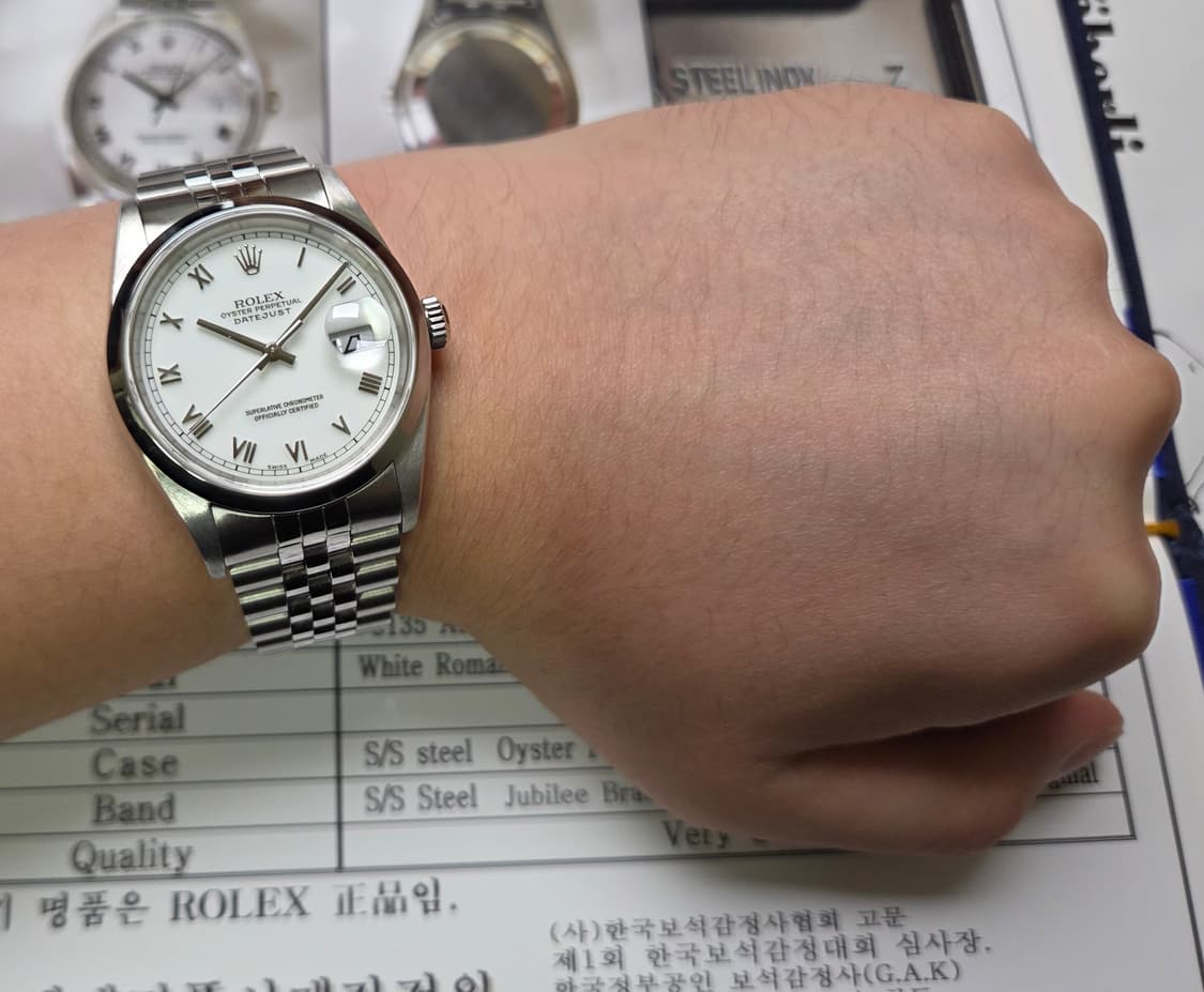 롤렉스 16200 데이저스트 오리지널 화이트로만 쥬빌리줄 (감정서 포함) 상품이미지5