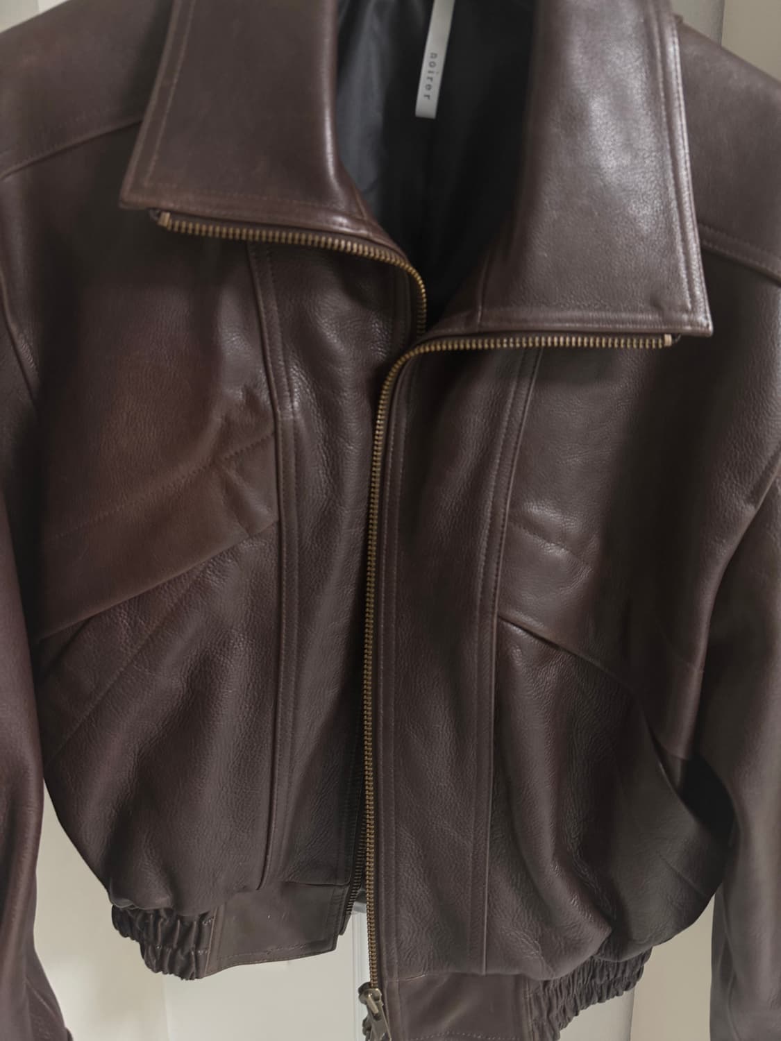 노이어 엔틱 카우 레더 하이넥 블루종 48 상품이미지1