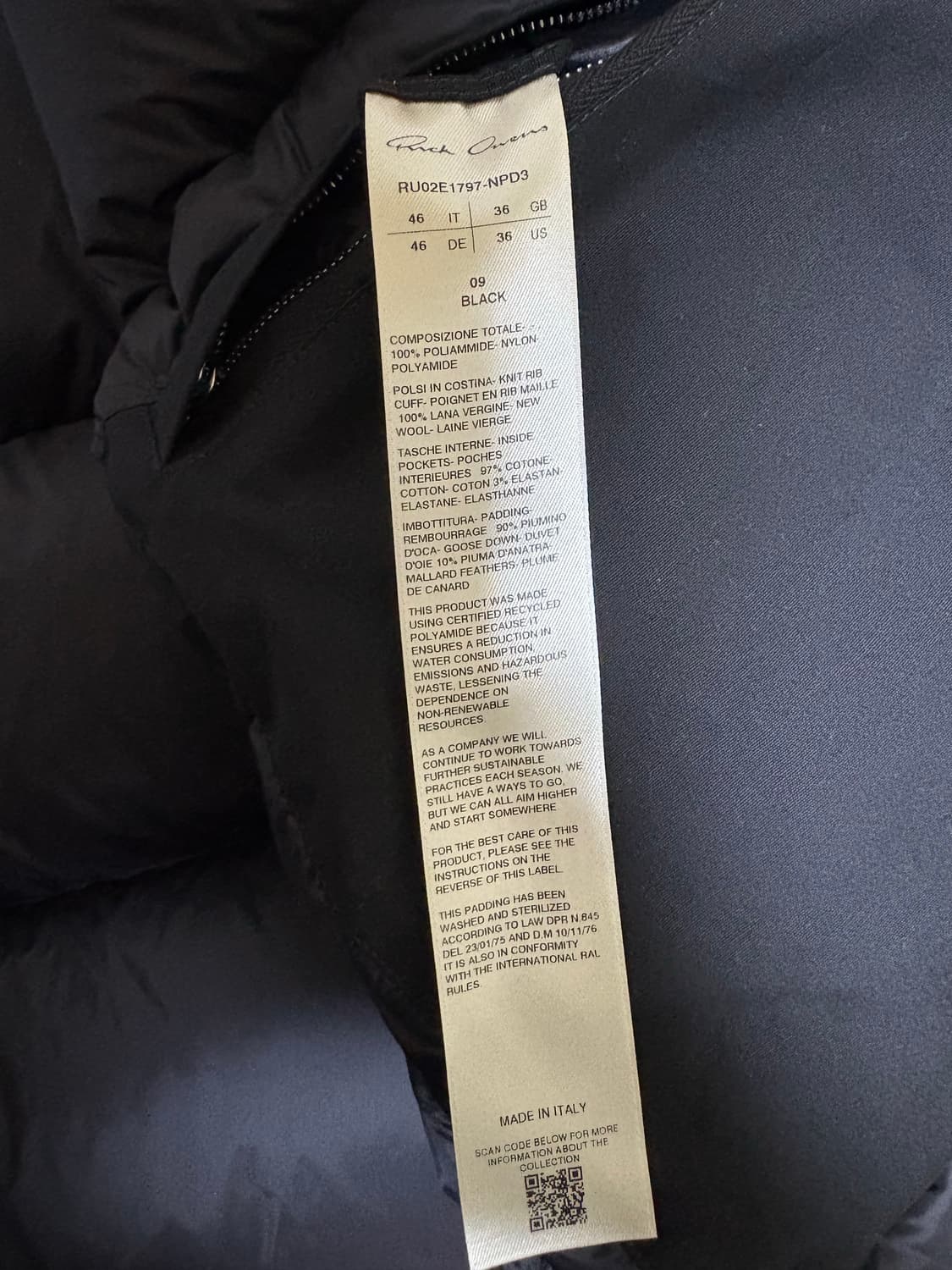 [46] 릭오웬스 25fw  터틀넥 퀼티드 다운 재킷 상품이미지5