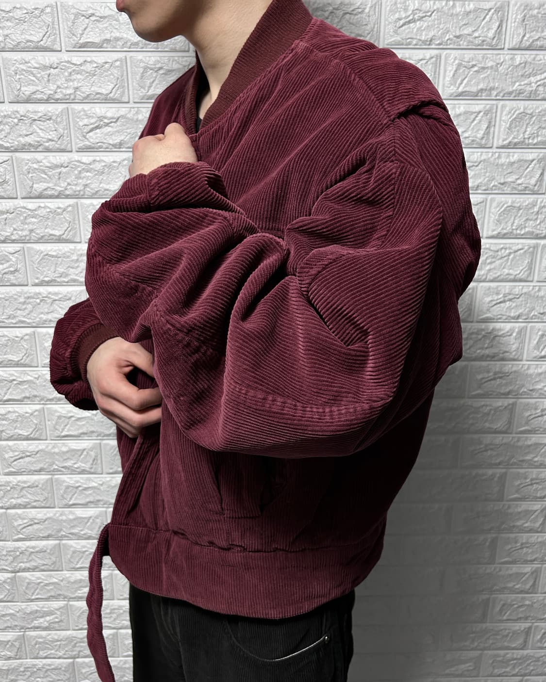 와인 버건디 코듀로이 봄버 자켓 상품이미지3