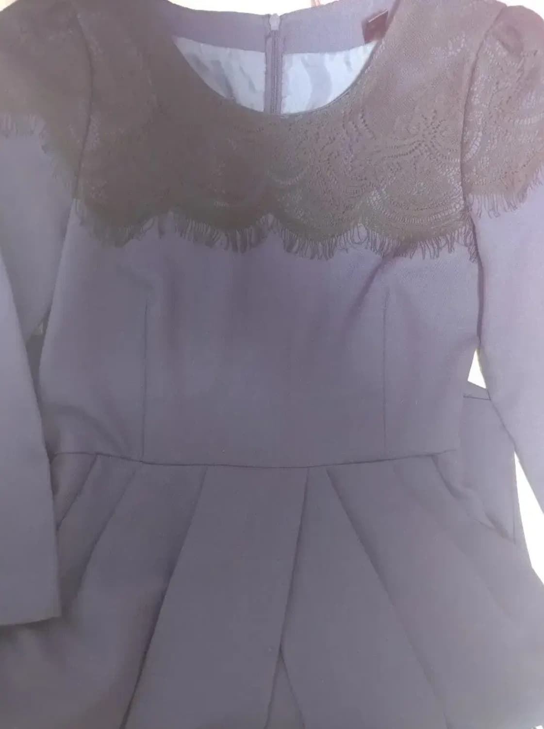 네이비 허리잘록 어깨 레이스 포인트 원피스 55 남색 상품이미지2