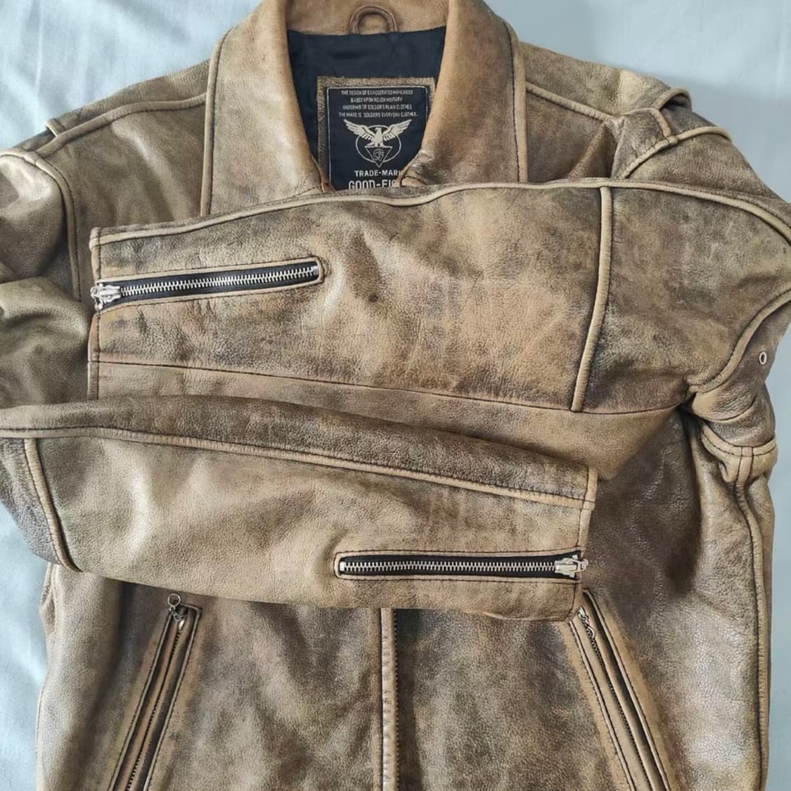 헤비 빈티지 레더 자켓 상품이미지4