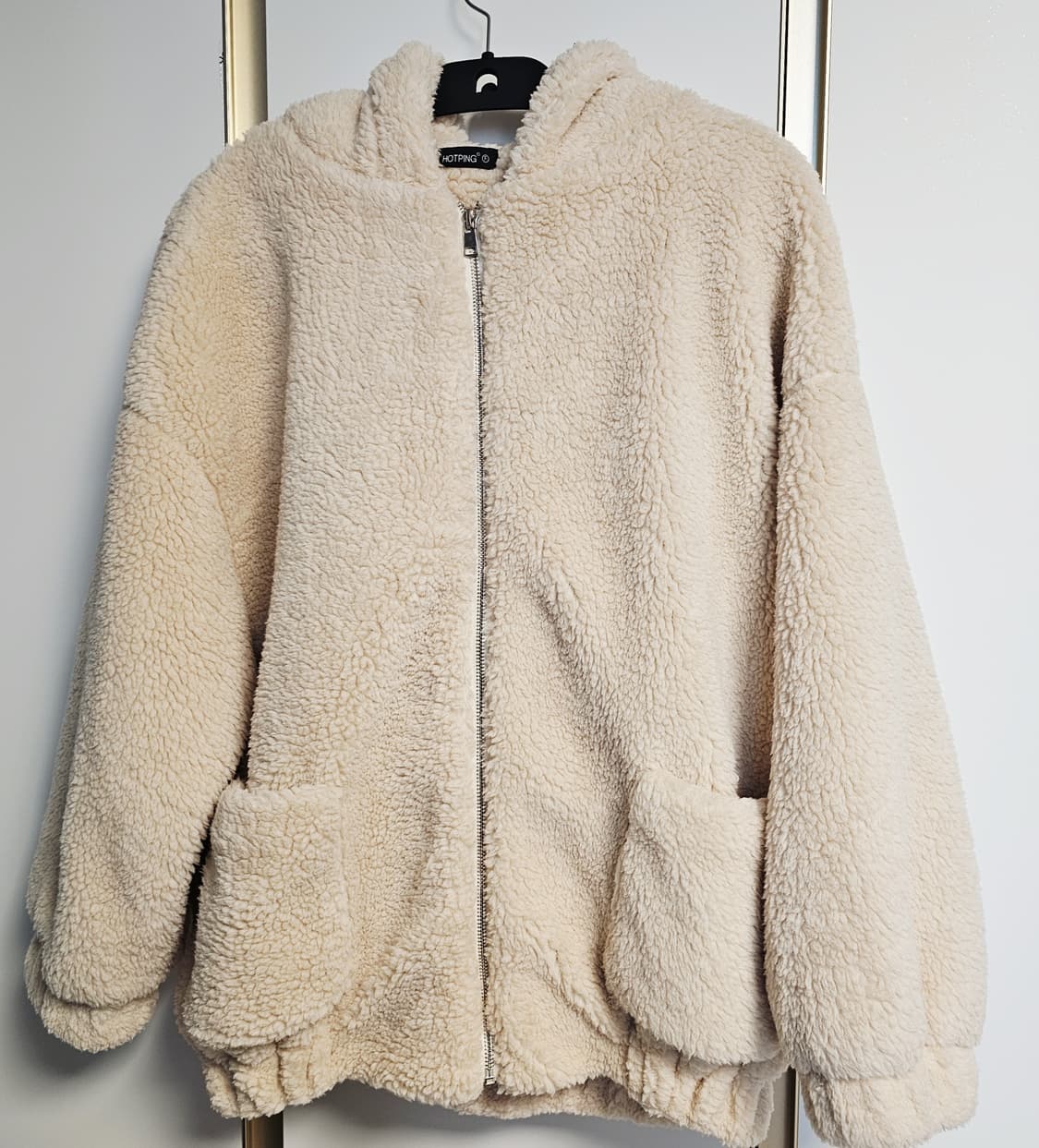 HOTPING 뽀글이 후드 집업 아이보리 상품이미지1