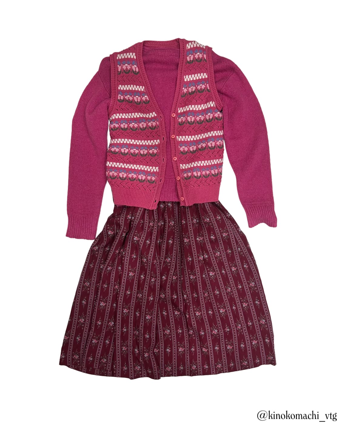 [세트 ]핑크버건디 플라워 러블리 모리걸 셋업 상품이미지1