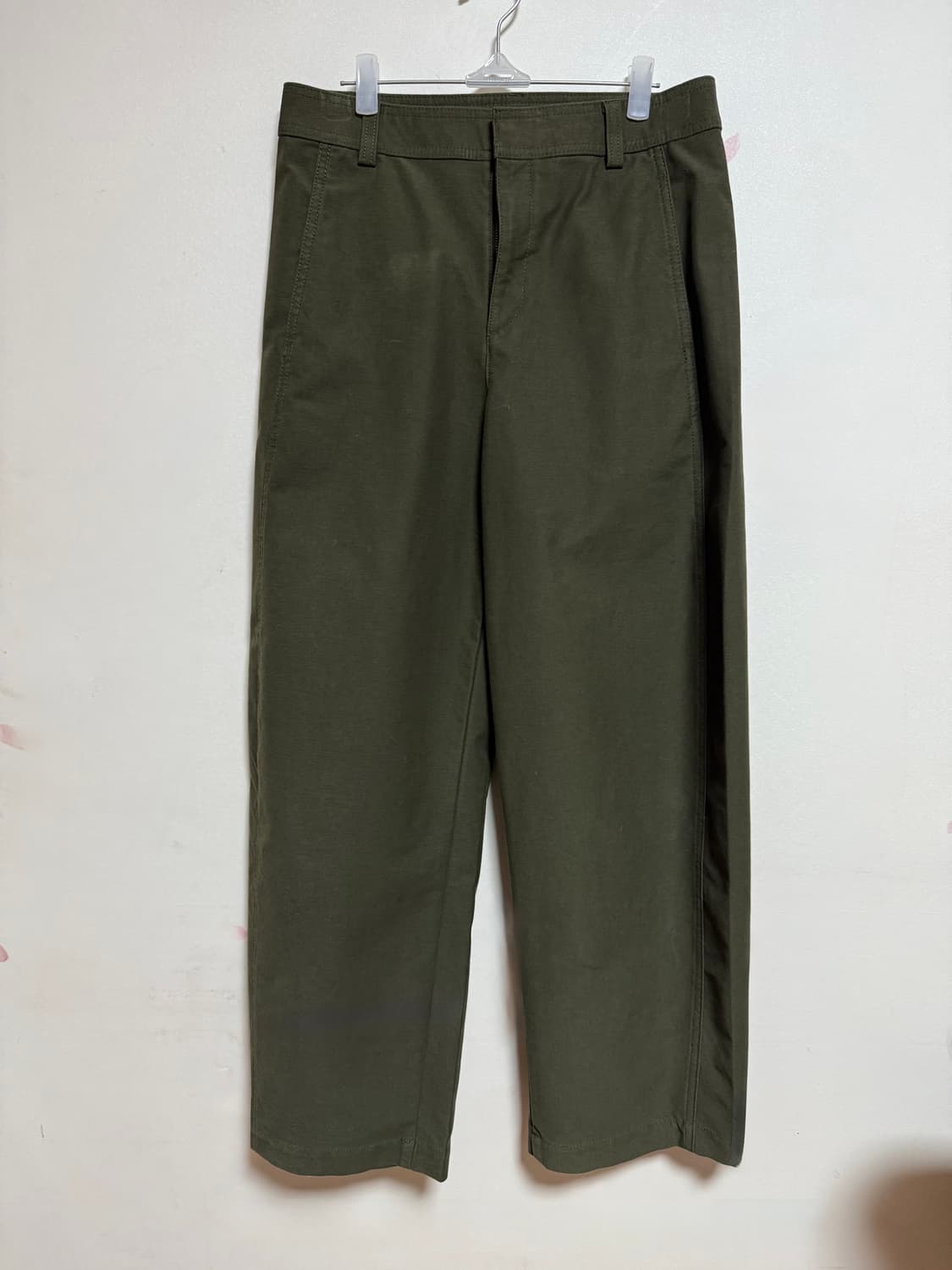 유니클로 저지 배럴 레그 팬츠 올리브 L 상품이미지2