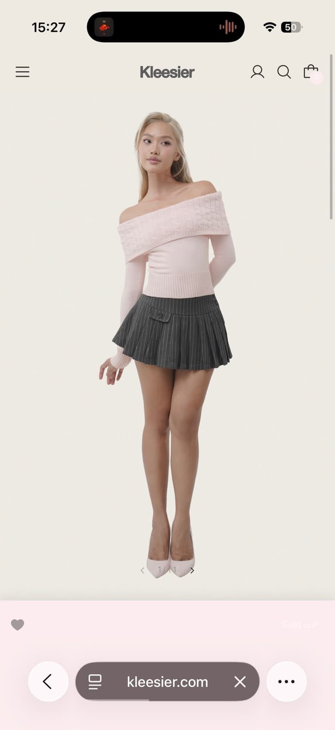 클리시어 컵케이크 오프숄더 케이블 니트 상품이미지1