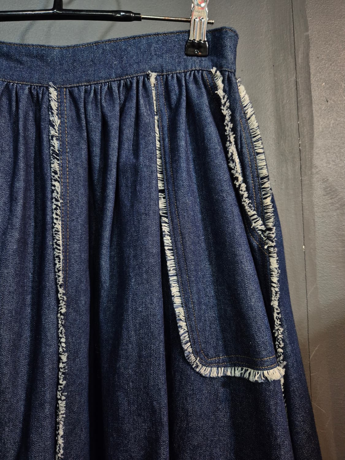 데님 롱 스커트 허리고무밴드 단면 36 77 88사이즈 상품이미지3